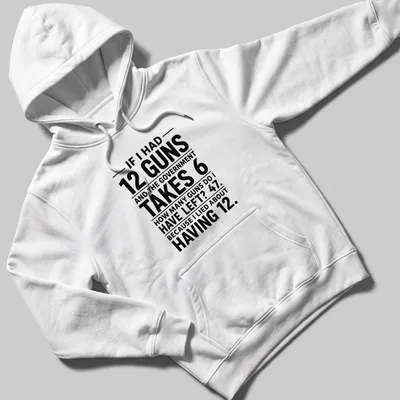 Bold typography t-shirt featuring a humorous math joke about guns and government — printed on a unisex hoodie