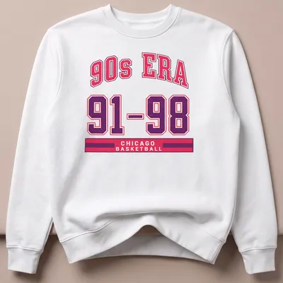 Vintage Chicago basketball t-shirt with bold text from the 90s era — printed on a unisex sweatshirt