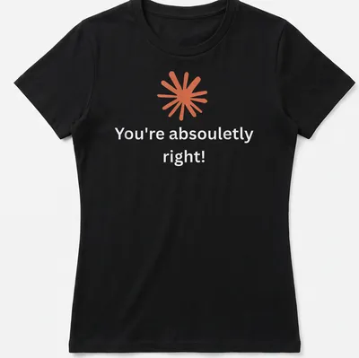 Modern minimalist t-shirt with abstract orange starburst and positive text — printed on a women's shirt