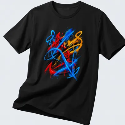 Vibrant abstract urban strokes in blue, red, black, yellow, and orange.