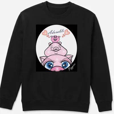 Cute cartoon design of adorable piggies with playful text — printed on a unisex sweatshirt