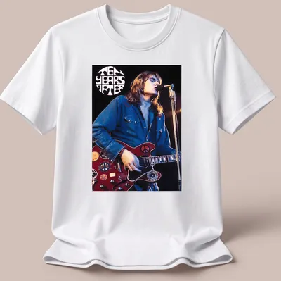 Vintage concert poster style tee featuring Alvin Lee playing guitar with text TEN YEARS AFTER
