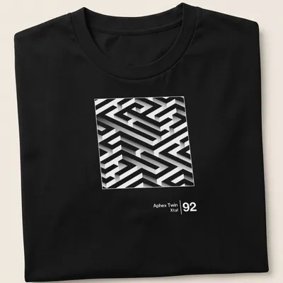 3D maze design featuring 'Aphex Twin Xtal' in white and gray.