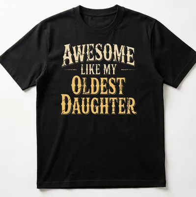Vintage distressed t-shirt with yellow text celebrating daughters
