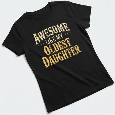 Vintage distressed t-shirt with yellow text celebrating daughters — printed on a women's shirt
