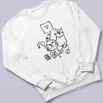 Kawaii design with a baby surrounded by a dog, cat, and bird, featuring a heart symbol — printed on a unisex sweatshirt