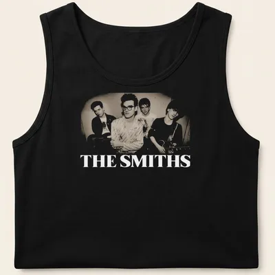 Vintage style t-shirt featuring four band members in nostalgic colors. — printed on a tank top