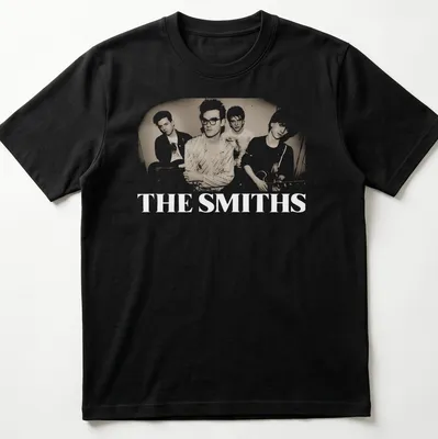 Vintage style t-shirt featuring four band members in nostalgic colors.