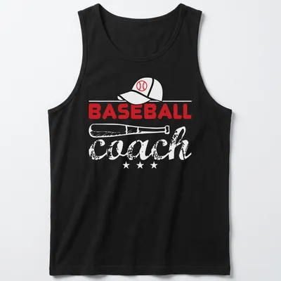 Minimalist Baseball Cap T-shirt with bold typography and simple line-art — printed on a tank top
