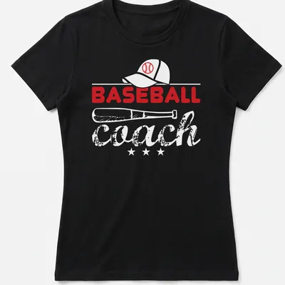 Minimalist Baseball Cap T-shirt with bold typography and simple line-art — printed on a women's shirt