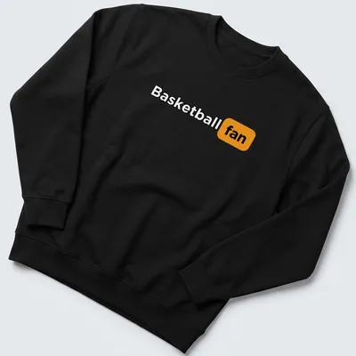 Bold Basketball Fan t-shirt with modern typography in black, orange, and white — printed on a unisex sweatshirt