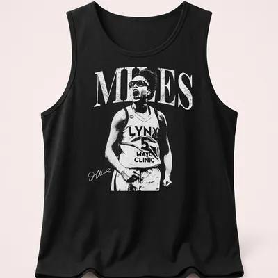 Sporty t-shirt featuring Olivia Miles name in bold typography with basketball theme — printed on a tank top