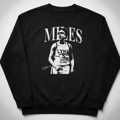 Sporty t-shirt featuring Olivia Miles name in bold typography with basketball theme — printed on a unisex sweatshirt