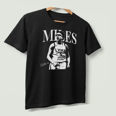 Sporty t-shirt featuring Olivia Miles name in bold typography with basketball theme — printed on a unisex t-shirt (angled view)