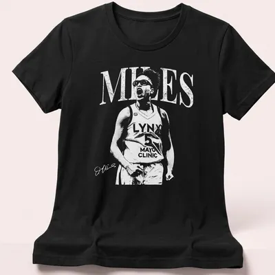 Sporty t-shirt featuring Olivia Miles name in bold typography with basketball theme — printed on a women's shirt