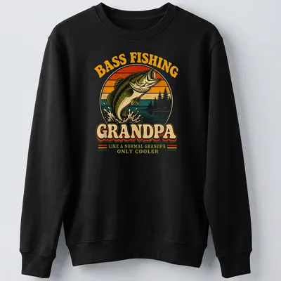 Retro distressed t-shirt with humorous bass fishing text and a bass fish graphic — printed on a unisex sweatshirt
