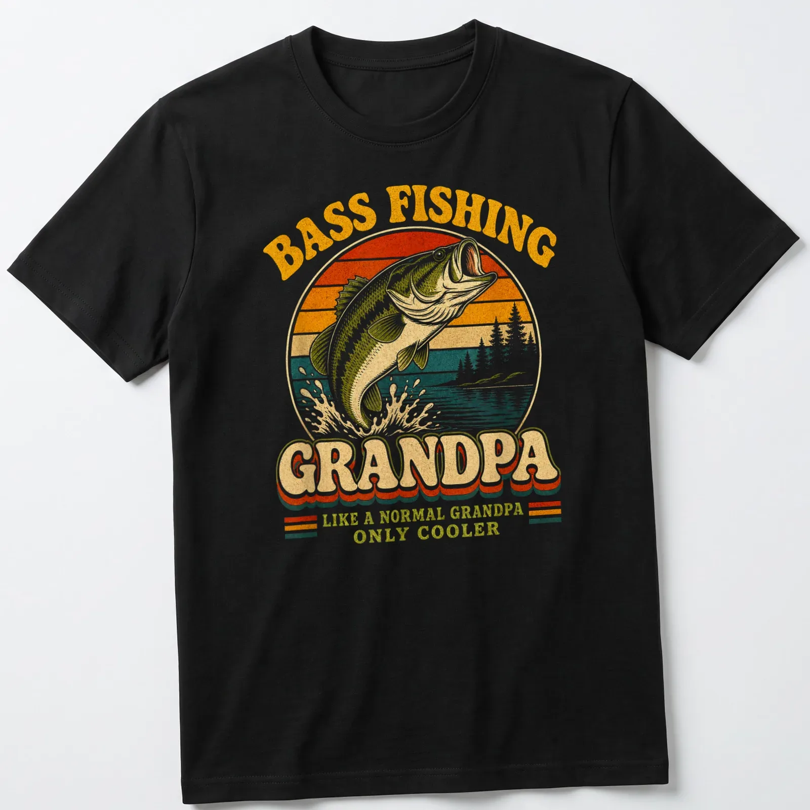 Retro distressed t-shirt with humorous bass fishing text and a bass fish graphic — printed on a unisex t-shirt