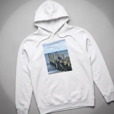 Photographic t-shirt featuring birds on wooden posts with the text Calling All Bird Friends. — printed on a unisex hoodie