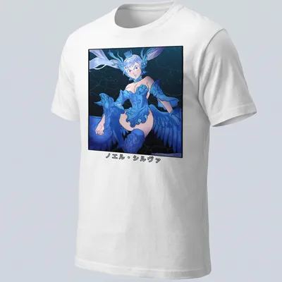 Anime-style T-shirt featuring the character ノエル・シルヴァ with blue and white designs.
