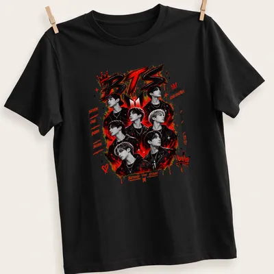 Bold graphic BTS t-shirt with inspirational text and K-Pop theme