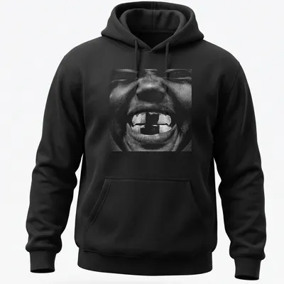 High-contrast monochrome t-shirt featuring the text Bully and an illustration of Kanye West — printed on a unisex hoodie