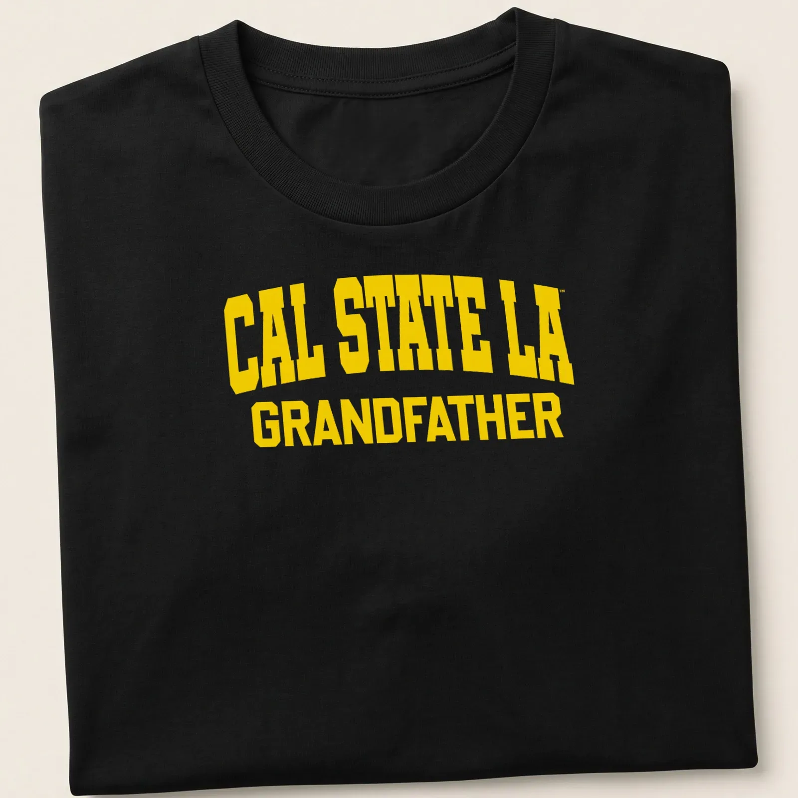 Bold collegiate Cal State LA Grandfather t-shirt in yellow. — printed on a unisex t-shirt