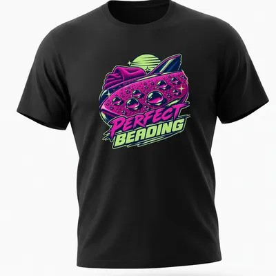 Vibrant retro graphic of a car with water beads and text 'PERFECT BEADING'