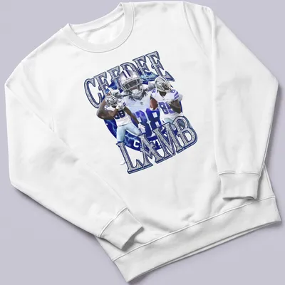 Dallas Cowboys retro t-shirt featuring CeeDee Lamb in blue and silver. — printed on a unisex sweatshirt