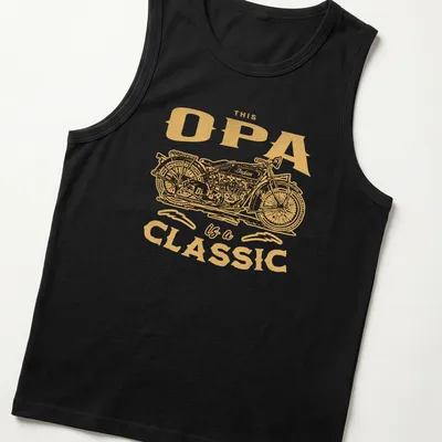 Vintage Indian motorcycle shirt with nostalgic text for grandpas — printed on a tank top