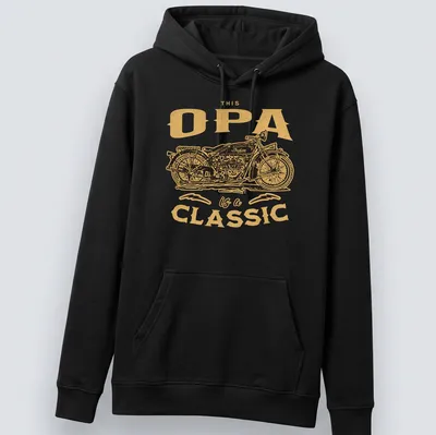 Vintage Indian motorcycle shirt with nostalgic text for grandpas — printed on a unisex hoodie