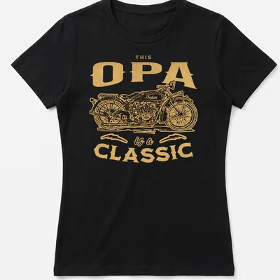 Vintage Indian motorcycle shirt with nostalgic text for grandpas — printed on a women's shirt