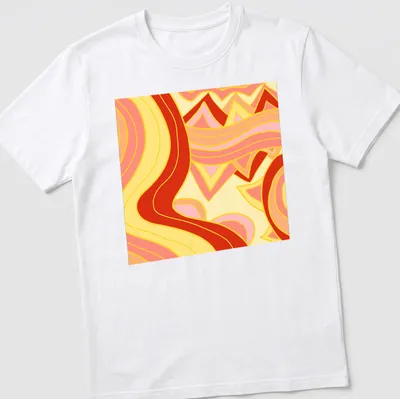 Abstract waves in vibrant colors of yellow, pink, red, and orange