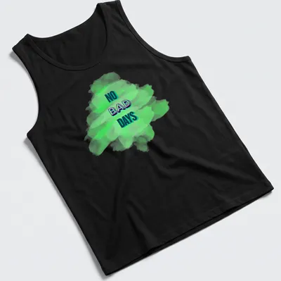 Colorful paint splatter design with the text No Bad Days in an artistic font — printed on a tank top