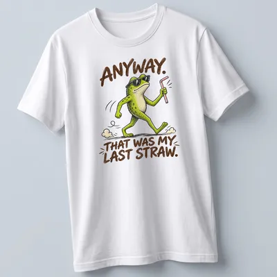 Cool cartoon frog t-shirt featuring humorous text about frustration