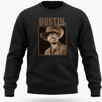 Vintage sepia t-shirt featuring country star Dustin Lynch's name in brown tones — printed on a unisex sweatshirt