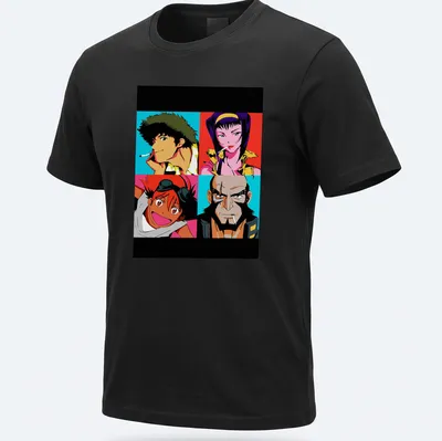 Anime pop art featuring a collage of Cowboy Bebop characters in various colors