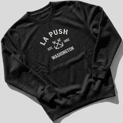 Vintage distressed T-shirt featuring crossed boat anchors and La Push text — printed on a unisex sweatshirt