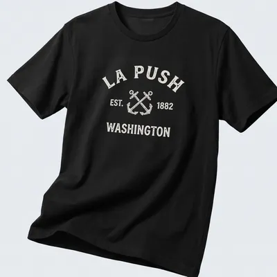 Vintage distressed T-shirt featuring crossed boat anchors and La Push text