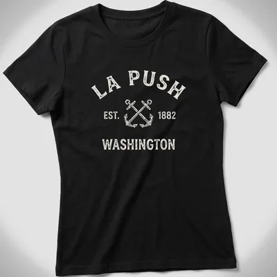 Vintage distressed T-shirt featuring crossed boat anchors and La Push text — printed on a women's shirt
