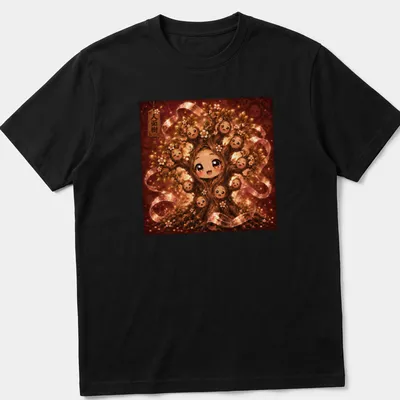 Kawaii-style T-shirt featuring a cute tree character with happy faces