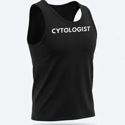 Minimalist typography t-shirt featuring the word Cytologist in white. — printed on a tank top