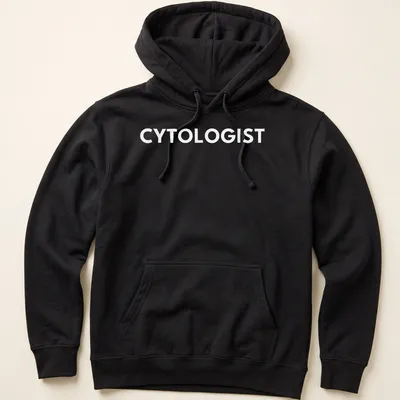 Minimalist typography t-shirt featuring the word Cytologist in white. — printed on a unisex hoodie