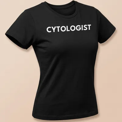 Minimalist typography t-shirt featuring the word Cytologist in white. — printed on a women's shirt