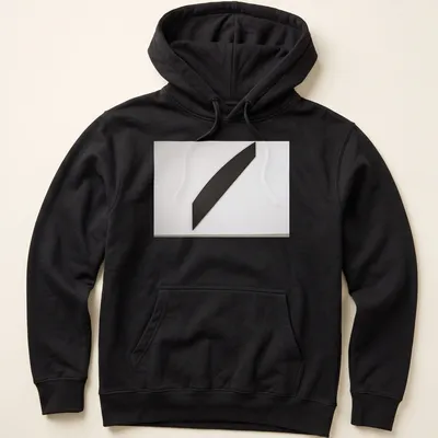 Minimalist design with a black diagonal shape and white background. — printed on a unisex hoodie