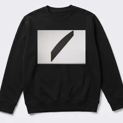 Minimalist design with a black diagonal shape and white background. — printed on a unisex sweatshirt