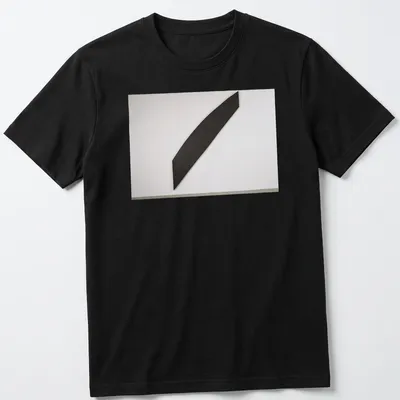 Minimalist design with a black diagonal shape and white background.