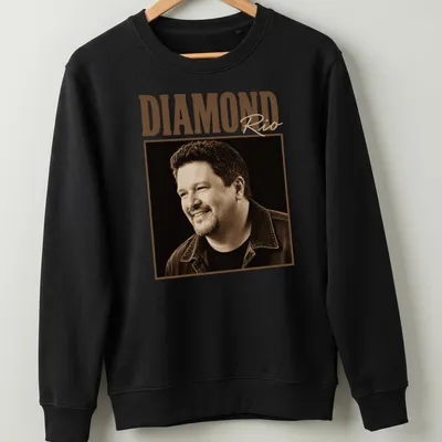 Vintage style Diamond Rio t-shirt featuring retro printed text — printed on a unisex sweatshirt