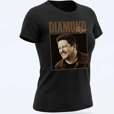 Vintage style Diamond Rio t-shirt featuring retro printed text — printed on a women's shirt