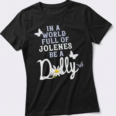 Whimsical design with a daisy and butterflies alongside uplifting text — printed on a women's shirt