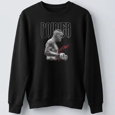 Grunge style Dustin Poirier MMA shirt featuring bold text and intense graphics. — printed on a unisex sweatshirt